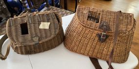 Two Vintage Creel Fishing Baskets