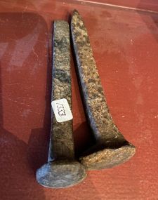 Pair of Old Railroad Track Spikes