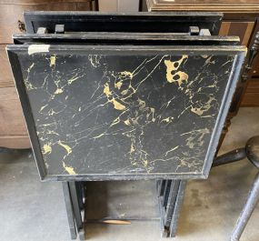 Vintage Black Painted TV Eating Trays with Stand