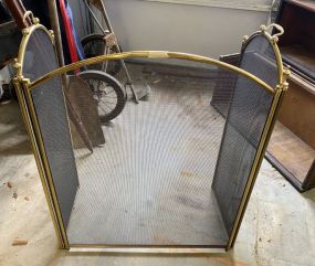 Brass Three Section Fire screen