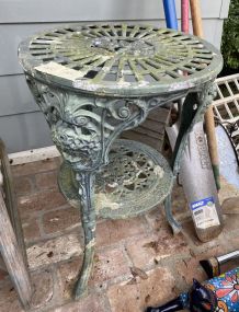 Cast Metal Weathered Ornate Outdoor Side Table