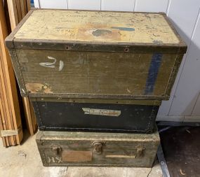 Three Vintage Storage Trunk with Some Loose Tools
