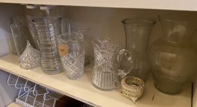 Grouping of Clear Glass Vases and Glassware