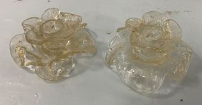 Pair of Hand Blown Venetian Art Glass Candle Holders