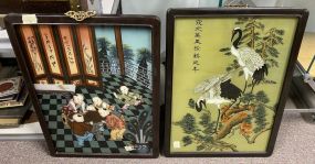 Pair of Asian Reverse Paintings Framed