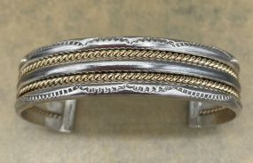 Men's Western Style Sterling .925, 1/20 12K Gold Filled Cuff Bracelet