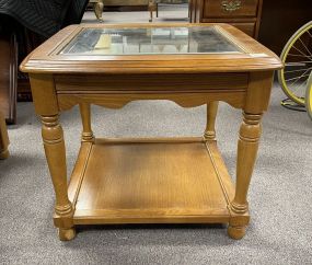 Beveled Glass Inset Side Table