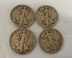 Four Walking Liberty Half Dollar