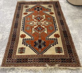 Hand Knotted Wool Area Rug 4'6 x 6'10