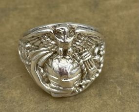 Men's Sterling .925 Vintage United States Marine Corps Molded Seal ring