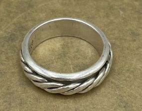 Men's Sterling .925 Stamped Mexico Twisted Cord Spinner Ring