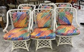 6 Painted Wicker Style Arm Chairs