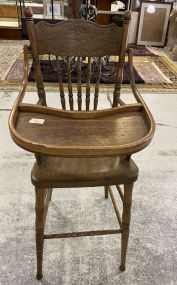 Vintage Oak Pressed Back Hight Chair