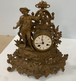 Ornate Brass Figural Mantle Clock