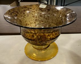 Tortoise Shell Style Glass Center Piece Compote