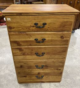 Modern Oak Finish Pressed Wood Chest of Drawers