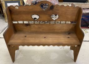Country Pine Heart Small Child's Bench