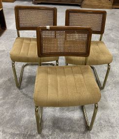 Three Late 20th Century Metal and Caned Side Chairs