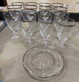 Set of Fostoria Glass Silver Rimmed Stems