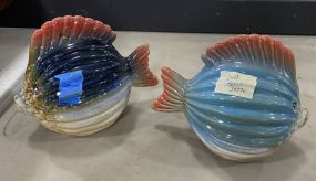 Pair of Pottery Hand Painted Fish