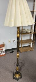 Gold and Black Painted Floor Lamp