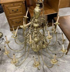 Large Brass Colonial Style Light Fixture