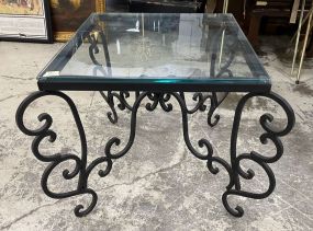 Metal Ornate Framed Glass Top Side Table