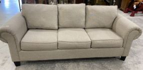 Modern Beige Upholstered Three Cushion Sleeper Sofa