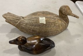Wood Carved Sculptured Ducks