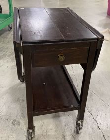 Vintage Oak Drop Leaf Serving Cart