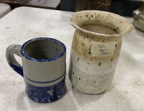 Jenny Brown Stoneware Mug and Stoneware Pottery Vase