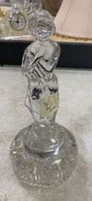 Vintage Glass Lady Figure Flower Frog