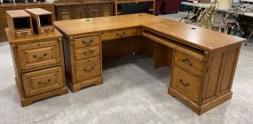 Three Section Oak Office Work Desk