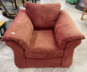 Large Red Suede Like Arm Chair