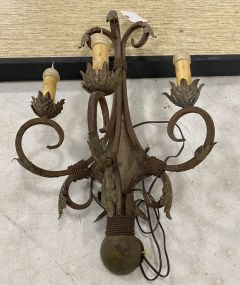 Rustic Iron Three Light Wall Sconce Fixture