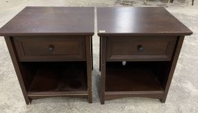 Pair of Cherry Pressed Wood Nightstands