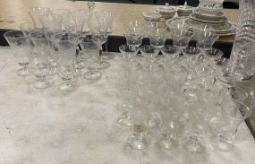 Large Group of Etched Stemware Glasses