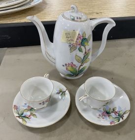 Porcelain China Coffee Pitcher and Cups & Saucers