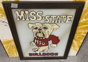 Hand Painted Glass Miss State Bulldogs Framed