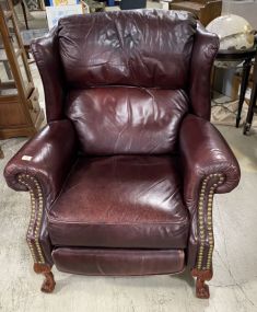 Brown Vinyl Leather Traditional Style Recliner