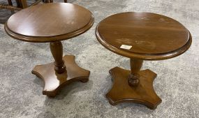 Pair of Maple Round Pedestal Tables