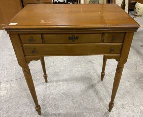Late 20th Century Cherry Singer Sewing Machine Cabinet