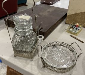 Silver Plate Glass Container and Footed Dish