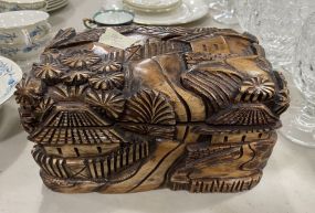 Hand Carved Wood Storage Box