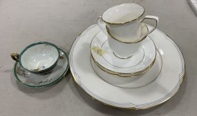 Porcelain Bone China Cups and Saucers, and Plate