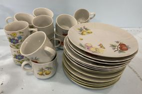 Assorted Sets of Porcelain Luncheon Plates and Cups