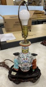 Porcelain English Style Figurine with Chinese Vase Lamp