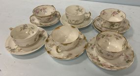 6 Haviland Limoges Porcelain Cups and Saucers