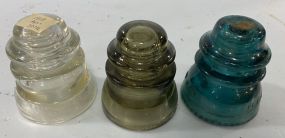 Three Vintage Glass Telephone Pole Insulators