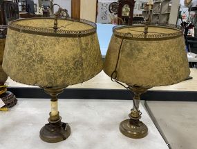 Pair of Vintage Brass Candle Stick Lamps